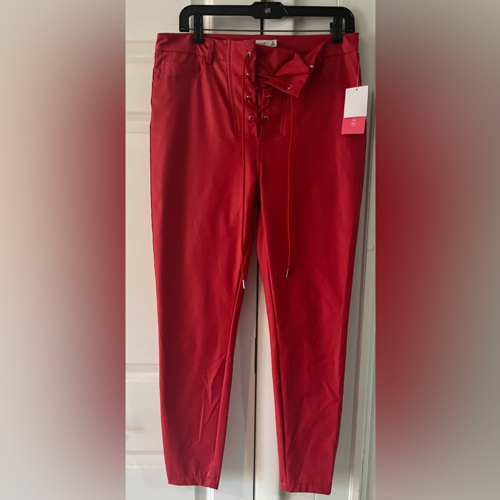 Faux Leather Lace Up Pant